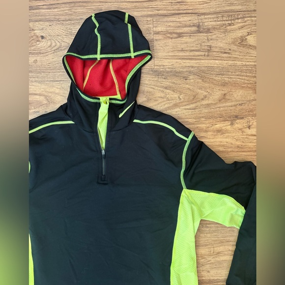 Nike Men’s Running Dri-FIT Hooded Long Sleeve Pullover Black Neon Green - Picture 1 of 6